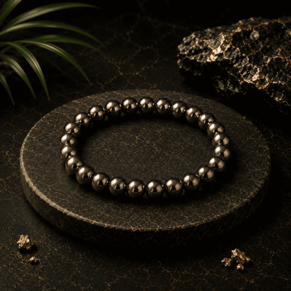 Premium Natural Pyrite Bracelet | Handcrafted Stone Bead Bracelet